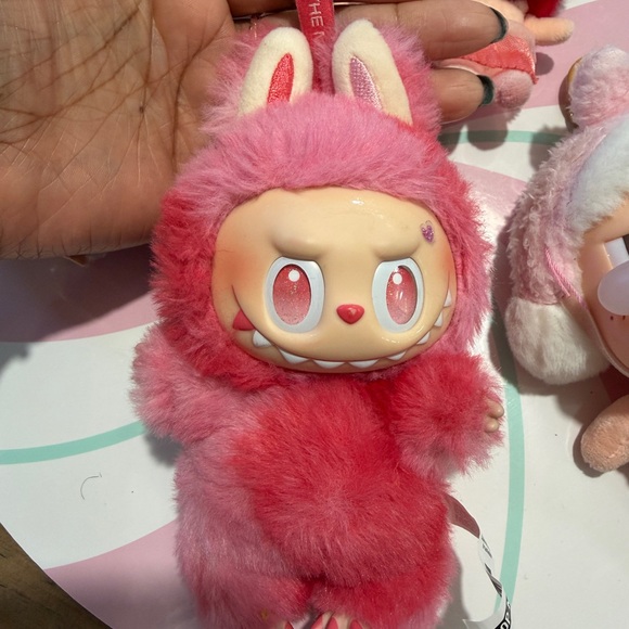 Cute Plush Keychain Set - Pink, Gray, Red crybaby and labubu  Cute Plush Keychain Set - Pink, Gray, Red crybaby and labubu set in new cons